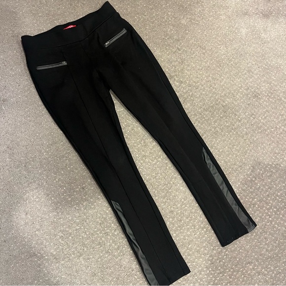 GUESS Black Leather Accent Work Pants - Picture 1 of 8